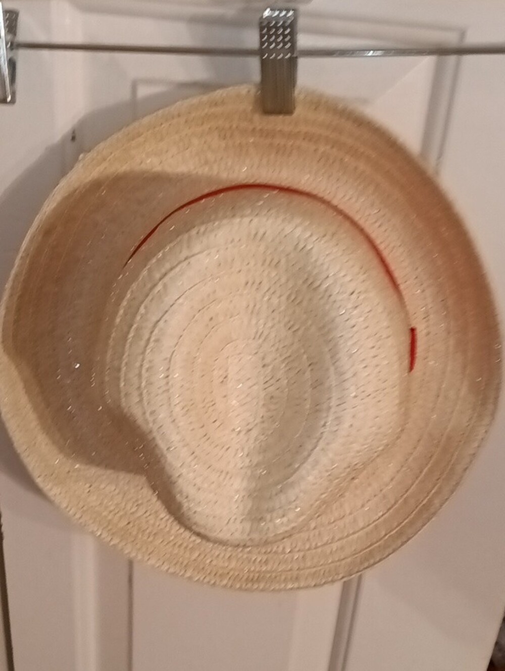 Straw Fedora Hat with Pink Band - Picture 5 of 12